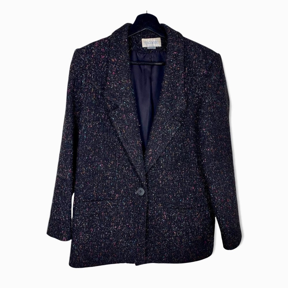 Vintage 90s Miquette Speckled Wool Blend Blazer Medium